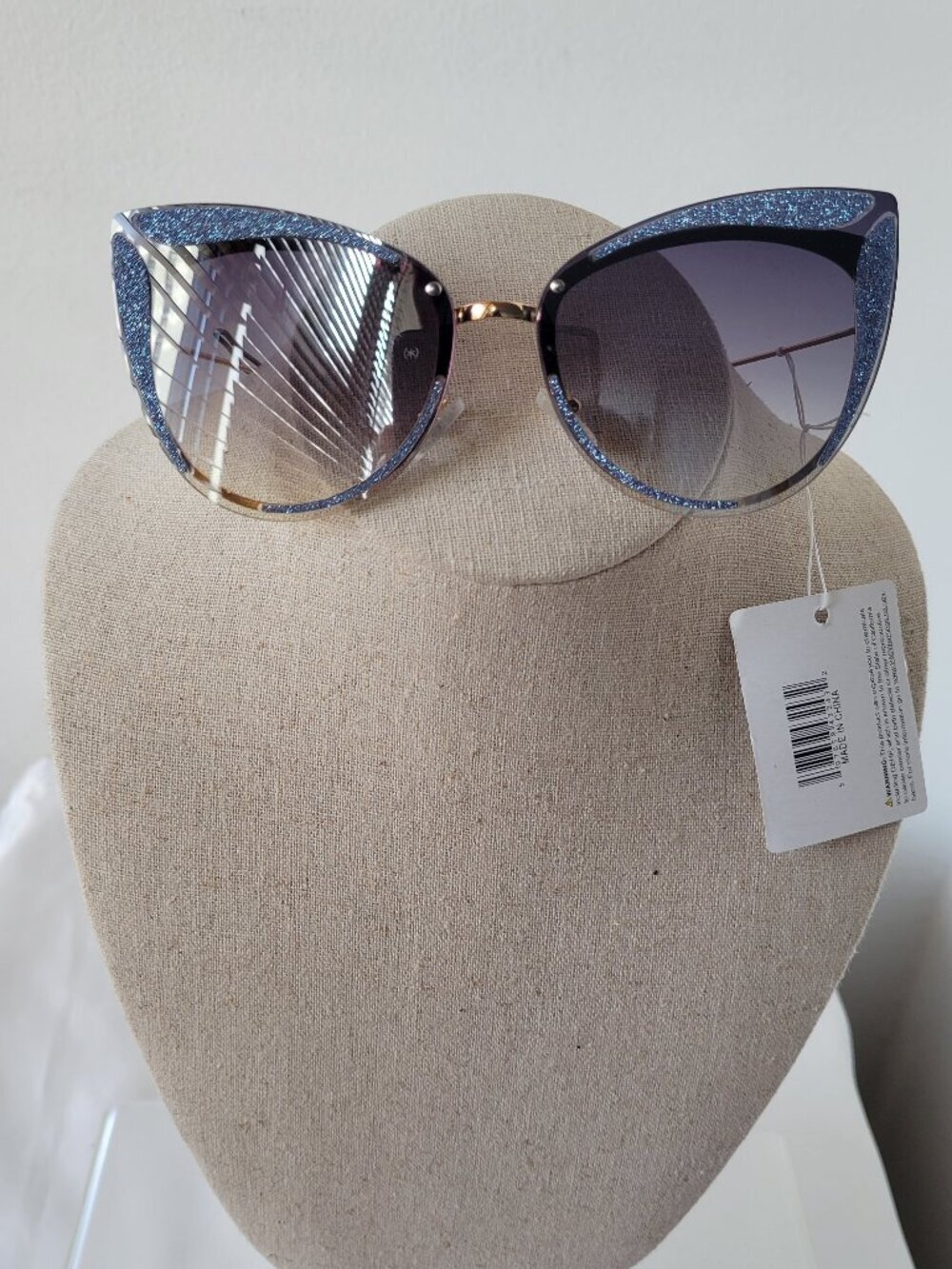 Tiff Porter Blue Sparkle Cat Eyes Sunglasses